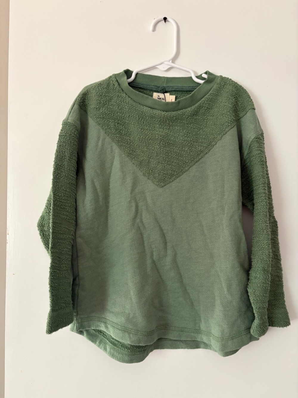 Nico Nico Olive Green Textured Crewneck Sweater